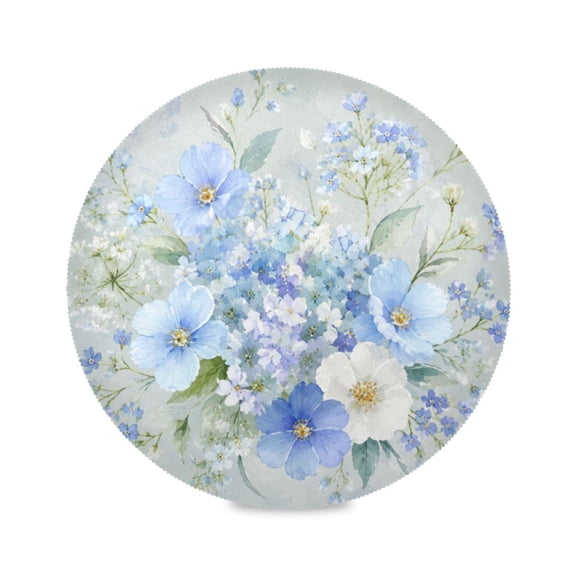 15" Floral Bouquet Printed Round Placemats Set of 6 Heat Resistant Table Mat for Kitchen for Party Deco