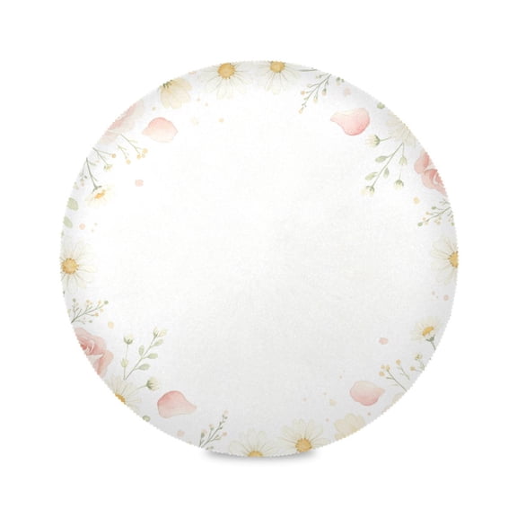 15" Floral Frame Printed Round Placemats Set of 1 Heat Resistant Table Mat for Kitchen for Party Deco