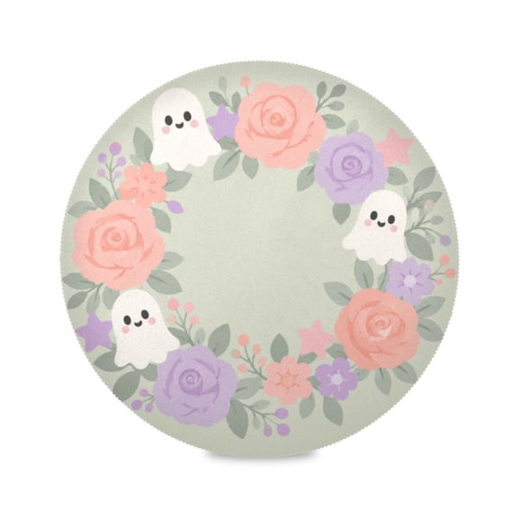 15" Floral Pattern Printed Round Placemats Set of 1 Heat Resistant Table Mat for Kitchen for Party Deco