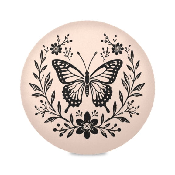15" Floral Wreath Printed Round Placemats Set of 1 Heat Resistant Table Mat for Kitchen for Party Deco