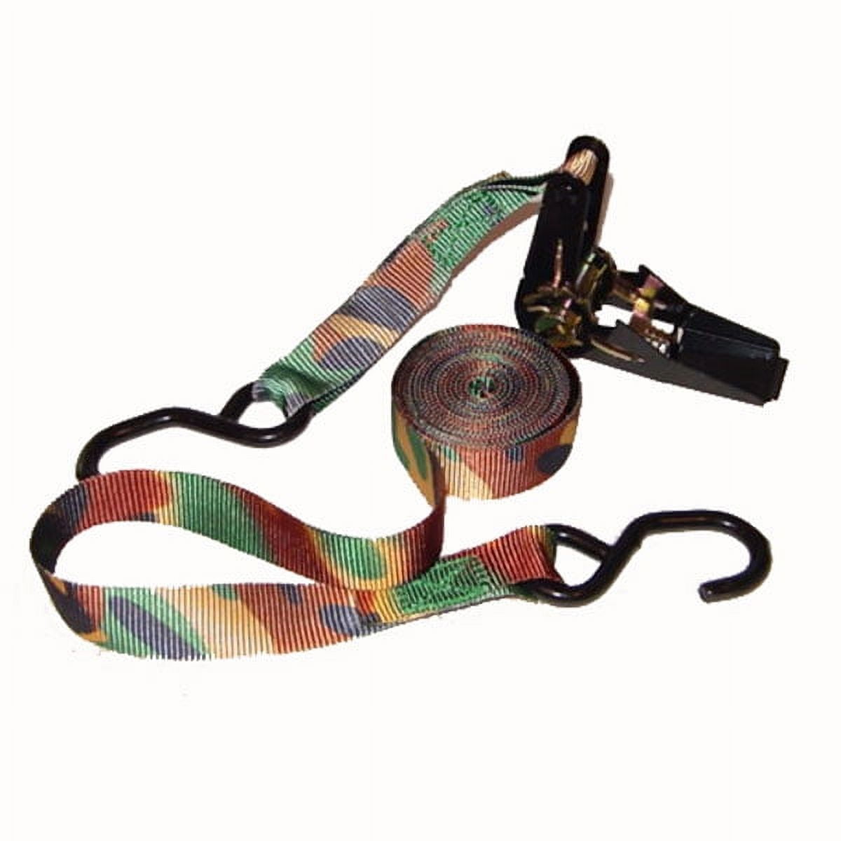 15 Foot Camo Ratchet Tie Down Cargo Strap Tow Towing Ratcheting