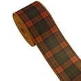 thumbnail image 1 of 15 Foot Fall Thanksgiving Plaid Ribbon Orange, 2.5 Inch Wired Edge Polyester for Bows Wrapping Crafts, 1 of 6