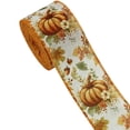 thumbnail image 1 of 15 Foot Fall Thanksgiving Pumpkin Ribbon Yellow, 2.5 Inch Wired Edge Polyester for Bows Wrapping Crafts, 1 of 6