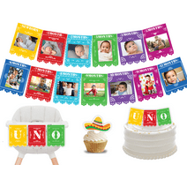 15 Foot Mexican Fiesta Party Supplies Photo Banner, Cake Toppers in Red Green Yellow by PartyKandy