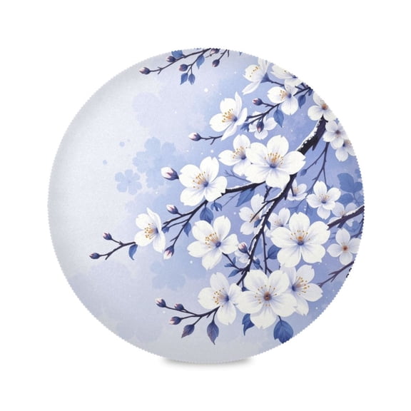 15" Frosted Cherry Branches Printed Round Placemats Set of 1 Heat Resistant Table Mat for Kitchen for Party Deco
