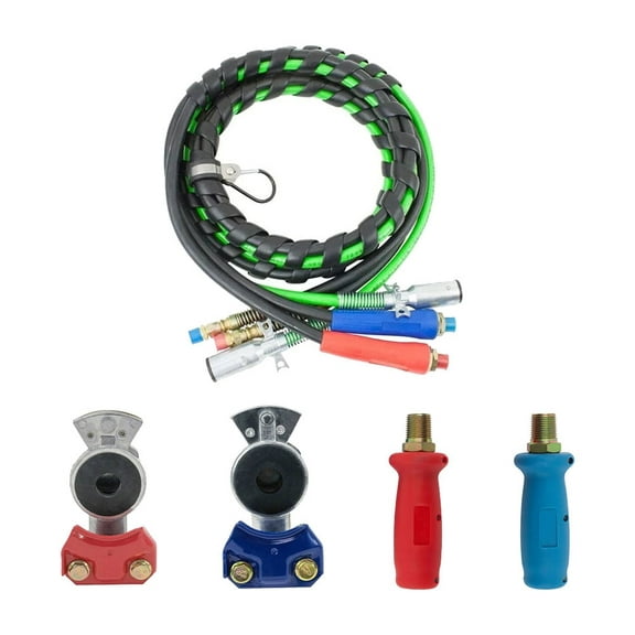 15 Ft 3-in-One ABS Air Lines with Aluminum Emergency & Service Gladhands and Poly Extensions