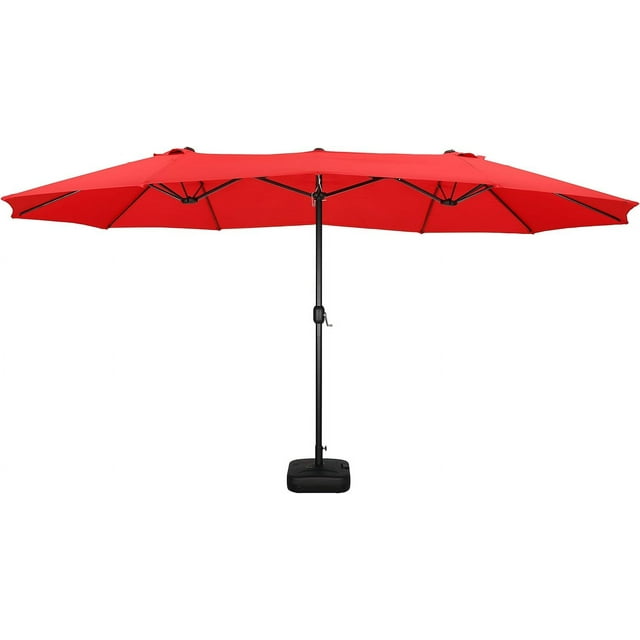 15 Ft Double Sided Patio Umbrella with Crank Handle and Water Fillable