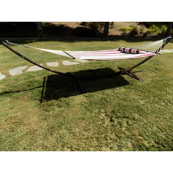 15 Ft. Indoor/Outdoor Brown, Heavy Duty Steel Arc Hammock Stand w/Bed & Pillow.