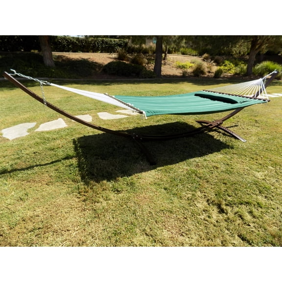15 Ft. Indoor/Outdoor Brown, Heavy Duty Steel Arc Hammock Stand w/Bed & Pillow.
