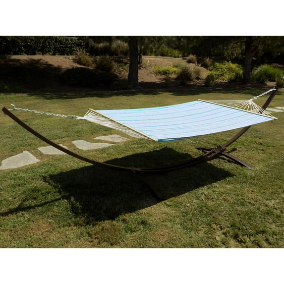 15 Ft. Indoor/Outdoor Brown, Heavy Duty Steel Arc Hammock Stand w/Bed.