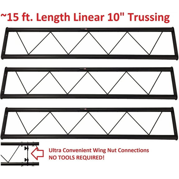 15 Ft. Length Linear Black Metal Lighting Trussing Truss Extension 1.5" Tubing