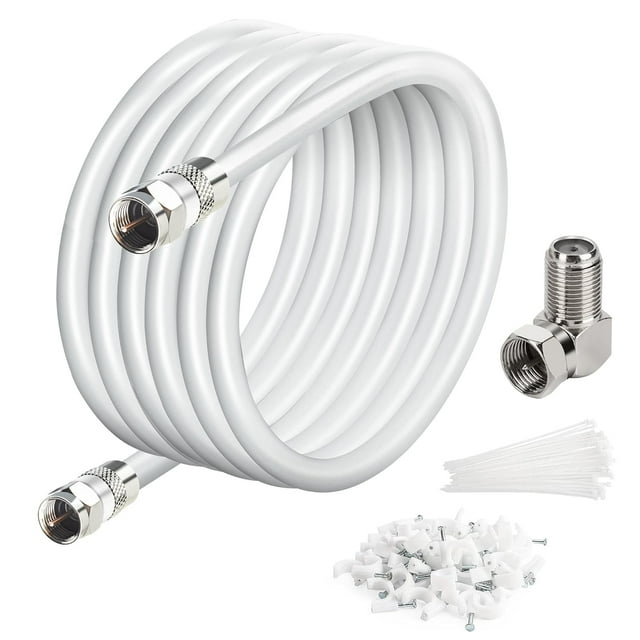 15 Ft RG6 Coaxial Coax Cable Connectors Set, Quad Shielded HighSpeed