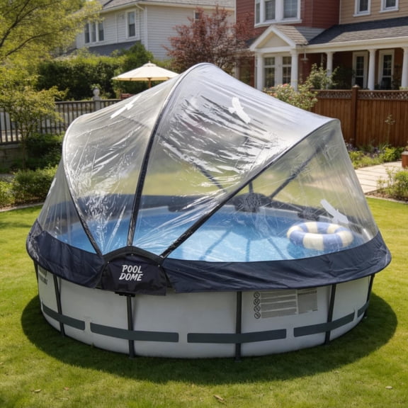 15 Ft Round Multifunctional All Weather Cover Pool Dome Enclosure for Outdoor Pools, Compatible Clean & Warm Water, Suitable for 15 Foot Round Frame Pools