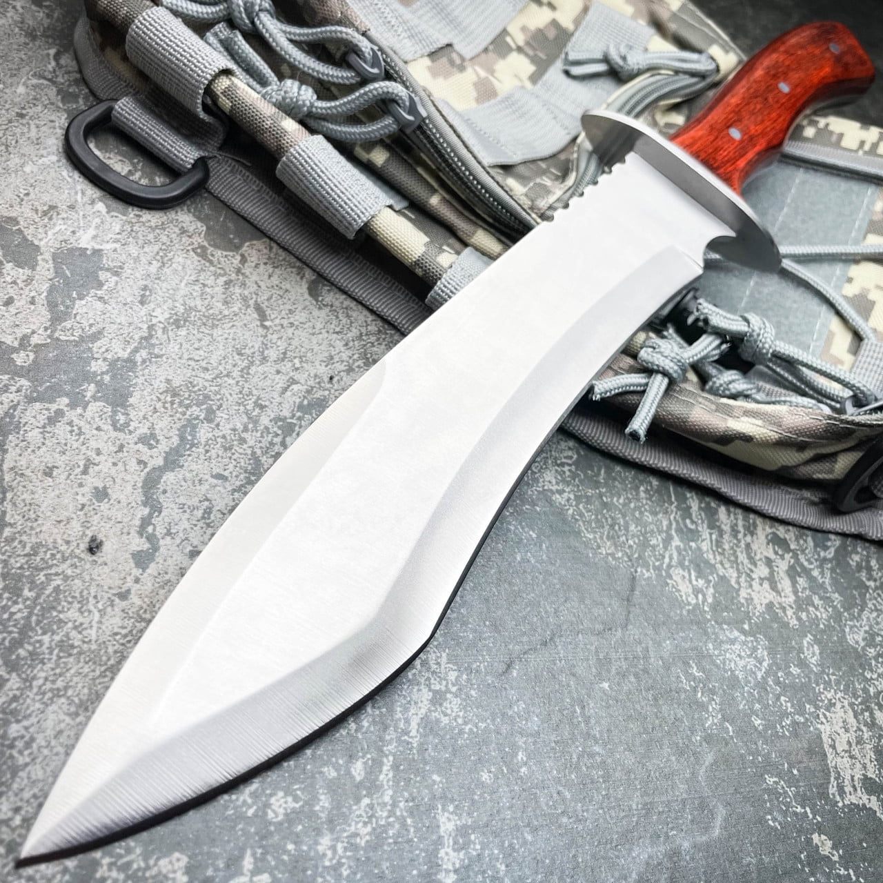 15" Full Tang TRACKER Hunting Rambo Fixed Blade Camping Bowie Knife