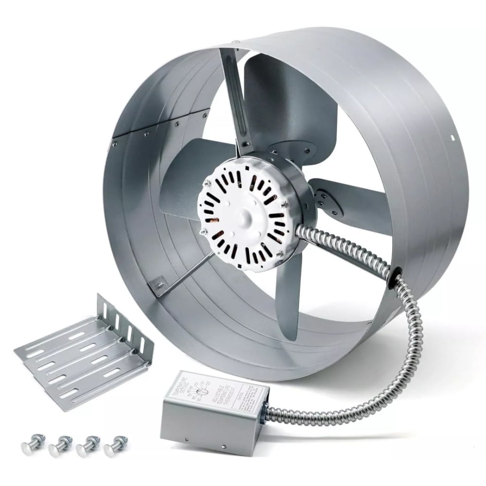 15" Gable Mount Vent Attic Fan,Exhaust Ventilation Fan with Adjustable Thermostat & Remote Control Switch for Gable,Home,Shed,Garage,Portable Building,1300CFM,1850 Sq.Ft Coverage Area.