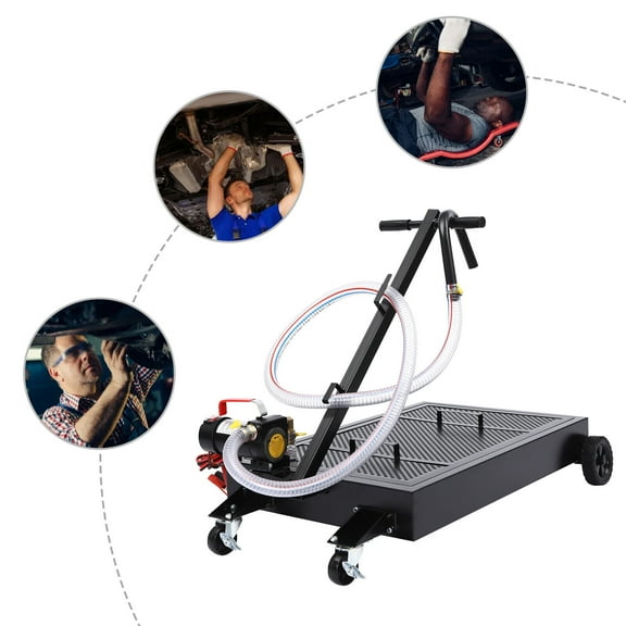15 Gal Capacity Oil Drain Pan with Pump, Oil Drain Pan, Oil Drain Cart Tank With a 0-145 Rotatable Handle And Four Wheels