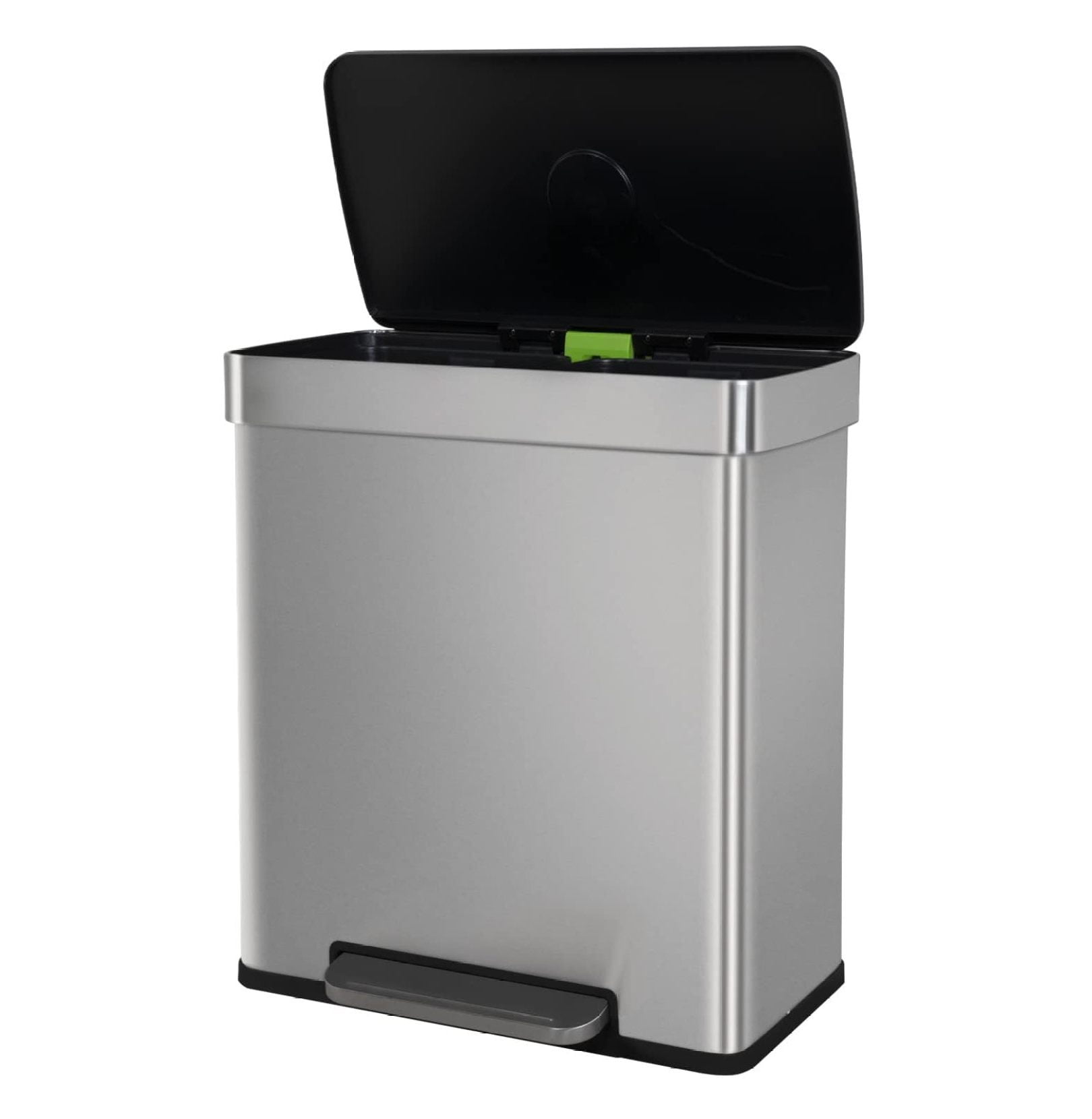 15 Gallon/56 L Kitchen Trash Can, Stainless Steel Double Trash Can with