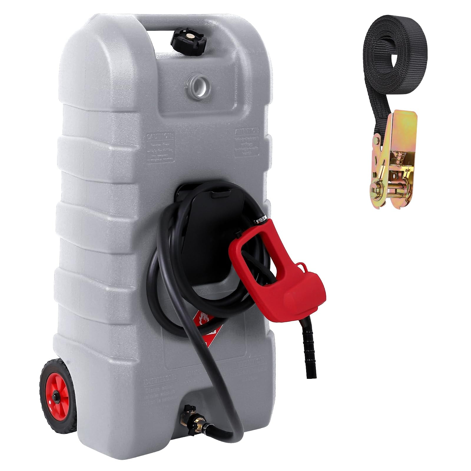 15 Gallon/57L Portable Gas Fuel Tank Container with LE Manual Siphon Pump & 10FT Hose for Cars, Lawn Mowers, ATVs, Boats