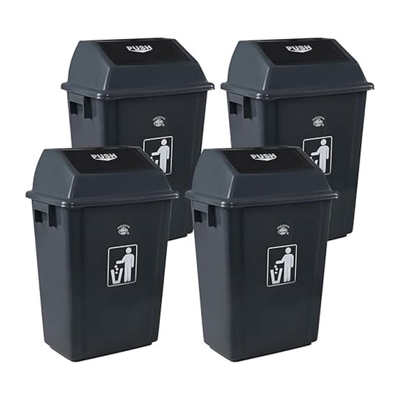 15 Gallon Kitchen Top Garbage Can, 4-Pack Plastic Top Lid Trash Can, Gray