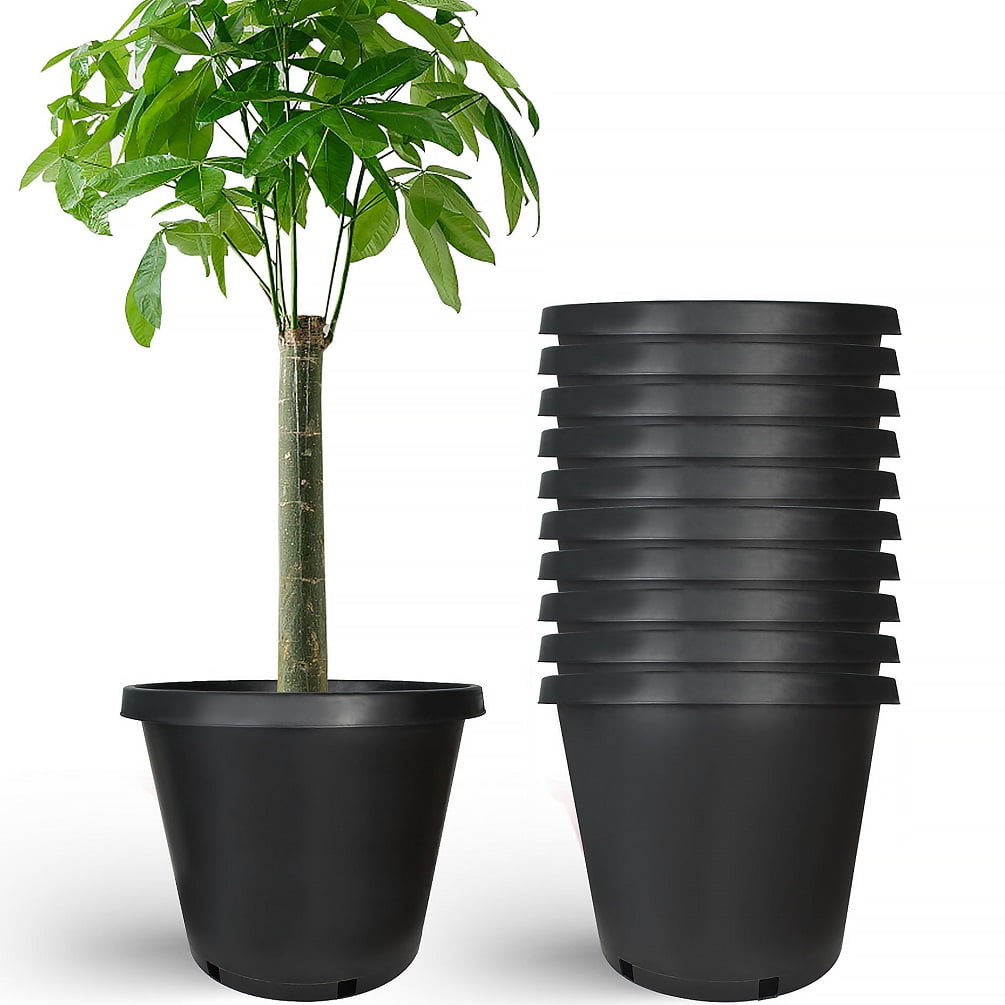 15 Gallon Nursery Pots Garden Planter Plastic Seedling Pot Flower Plant  Container (10 Pack)