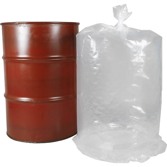 15 Gallon Round Bottom Poly Drum Liners, 25" x 48", 4-Mil, CASE OF 100