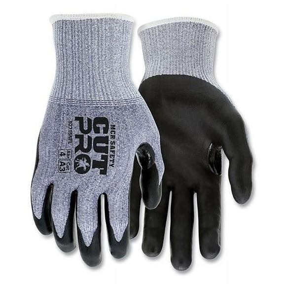 15 Gauge Hypermax Shell Cut Abrasion & Puncture Resistant Work Gloves with Nitrile Foam, Gray & Black - Medium