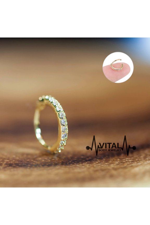 15 Gem, 20G Bendable Hoop Rings for Ear Cartilage, Eyebrow, Nose and More - Vital Body Jewelry