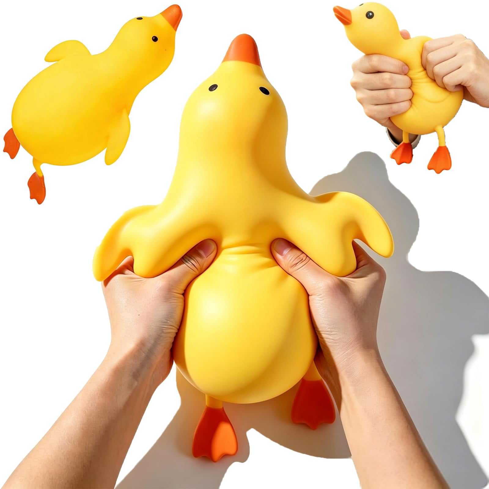 15" Giant Duck Squishy, Jumbo TPR Pinch Toys, Cute Butter Stress Balls, Slow Rebound Ultra-Soft, Oversized Anxiety Relief Fidget Squishy Toys for Adults, Kindergarten Birthday Christmas