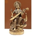 thumbnail image 1 of 15" Goddess Saraswati Settled in Her Majestic Stance In Brass | Handmade | Made In India, 1 of 4