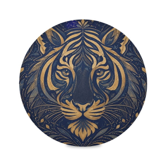 15" Gold Printed Round Placemats Set of 1 Heat Resistant Table Mat for Kitchen for Party Deco
