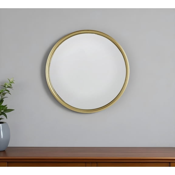 15" Gold Round Iron Textured Framed Accent Mirror