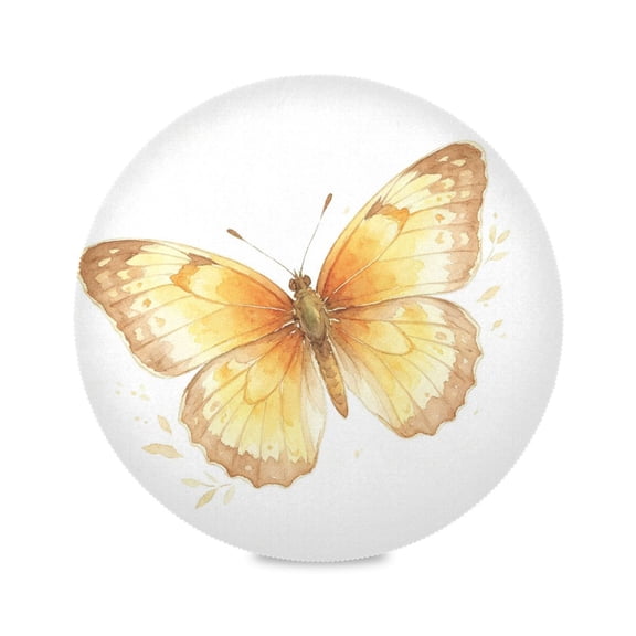 15" Golden Butterfly Printed Round Placemats Set of 1 Heat Resistant Table Mat for Kitchen for Party Deco
