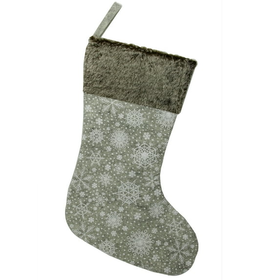 15" Gray Snowflake Saturation Christmas Stocking