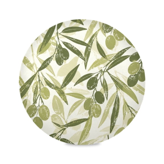 15" Green Printed Round Placemats Set of 1 Heat Resistant Table Mat for Kitchen for Party Deco