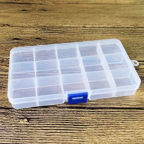 15 Grid Clear Organizer Box Adjustable Dividers - Plastic Compartment Storage Container for Washi Tapes, Craft, Beads, Jewelry, Small Parts