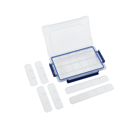 15 Grid Transparent Plastic Organizer Box with Triple Latches, 10.75 x 7.05in Adjustable Divider Container for Jewelry and Crafts, Home Storage Clear