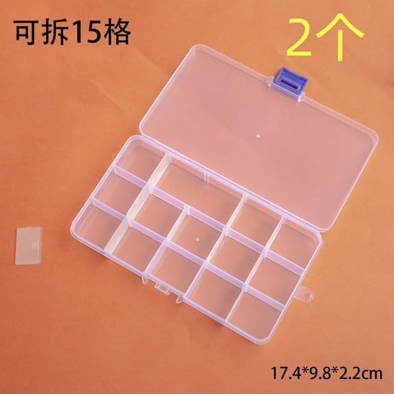 15 Grids Clear Plastic Storage Box, Craft Storage Boxes With Compartments Jewellery Organizer Box with Adjustable Divider for Travel Small Items Jewelry Earring Beads