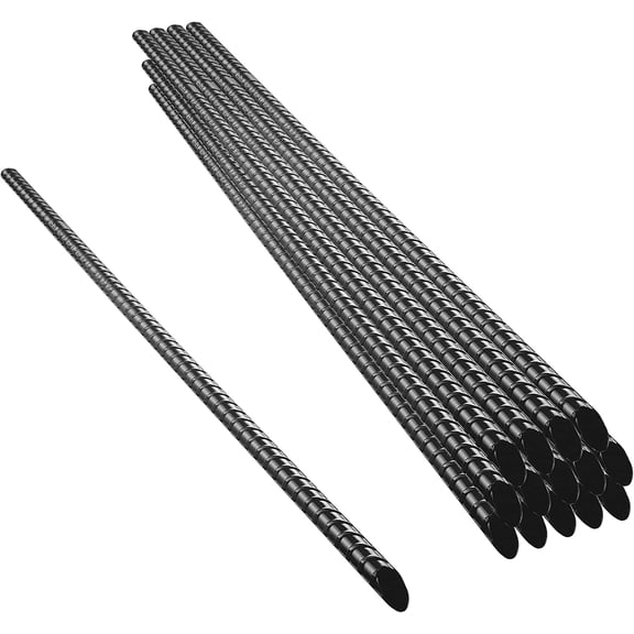 15 Ground Rebar Stakes (16pcs) Heavy Duty Hook Ground Anchors, Steel Plant Support Garden Stake with Chisel Point end, Hammer Through Hard Soil for Camping Tent - Black Powder Coated (16)
