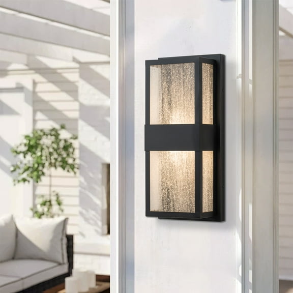 15"H Outdoor Led Wall Sconce with Seeded Glass