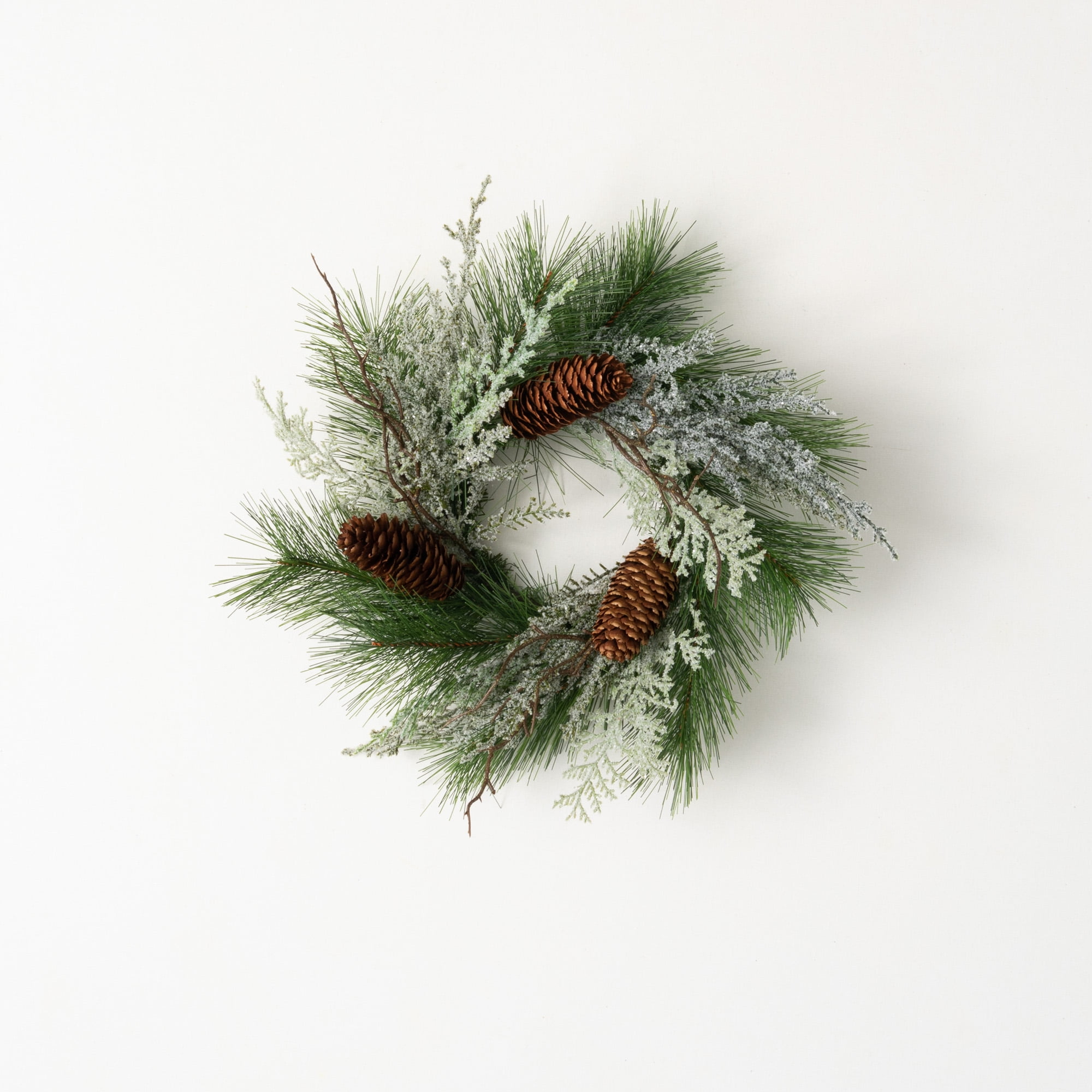 15" Green Pine and Cedar Artificial Christmas Wreath with Pinecones
