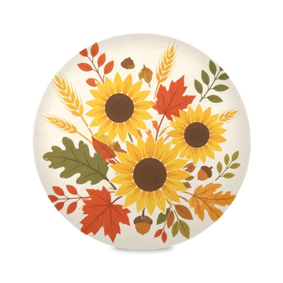 15" Harvest Sun Printed Round Placemats Set of 1 Heat Resistant Table Mat for Kitchen for Party Deco