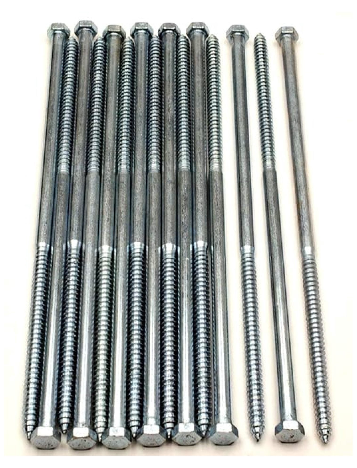 (15) Hex Head 1/2 x 16 Lag Bolts Wood Screws Zinc Plated - Walmart.com