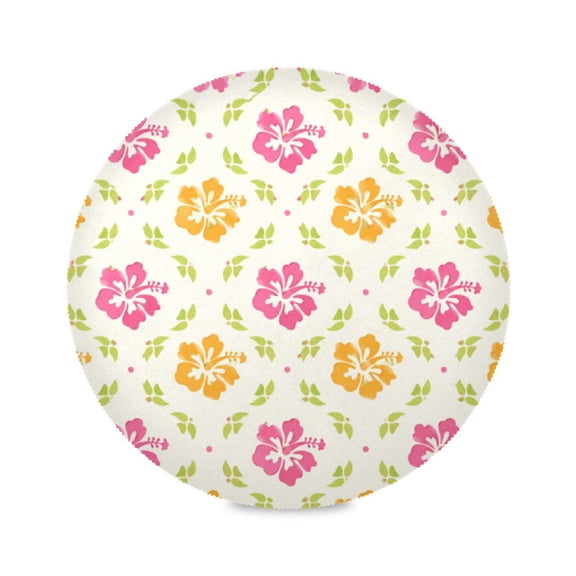 15" Hibiscus Printed Round Placemats Set of 1 Heat Resistant Table Mat for Kitchen for Party Deco