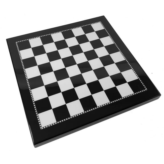 15" High Gloss Black and White Chess Board 1.59" Squares