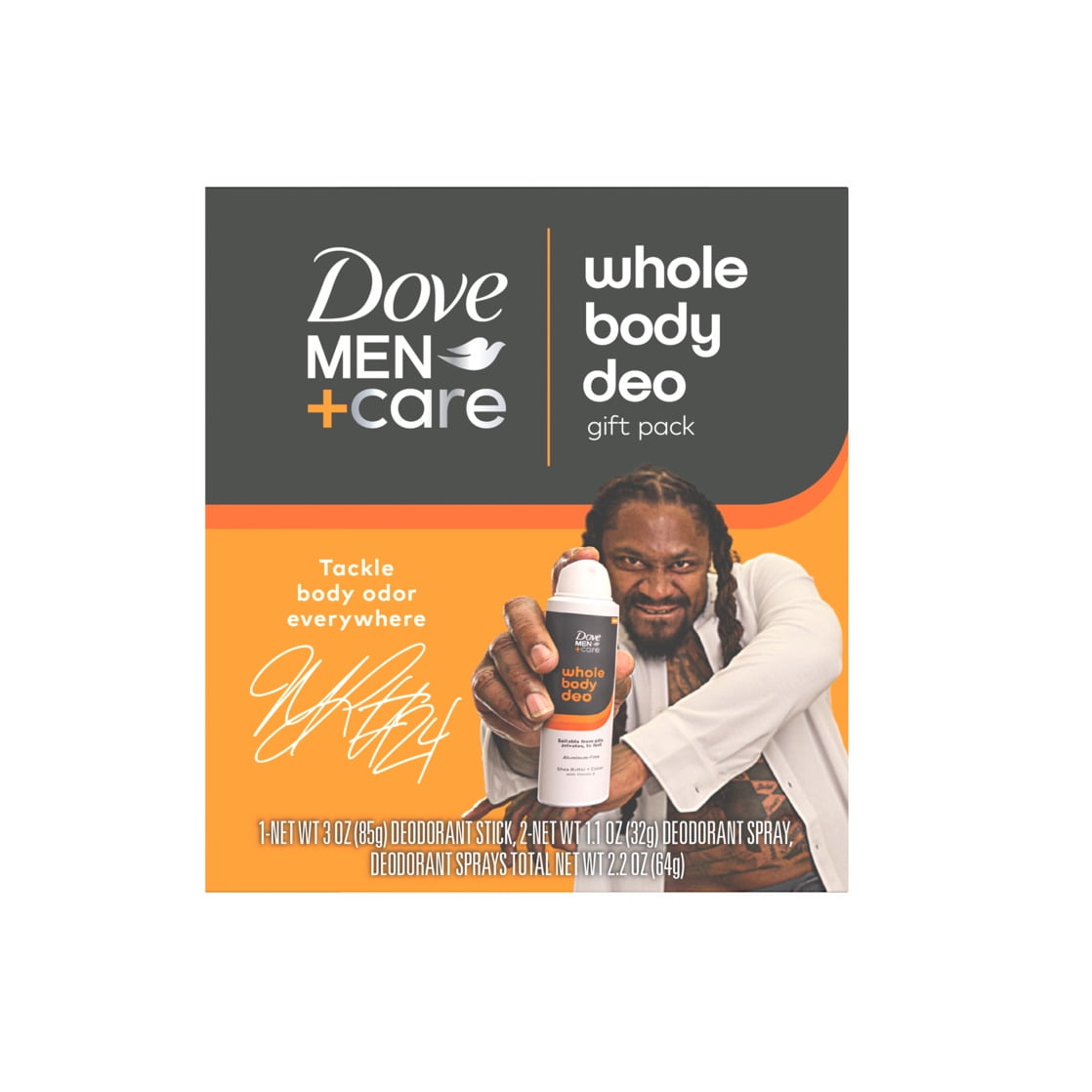 Dove Men+Care Whole Body Deodorant Gift Pack Aluminum Free 2 Mini Deodorant Sprays and 1 Full Size Stick, 3 Count