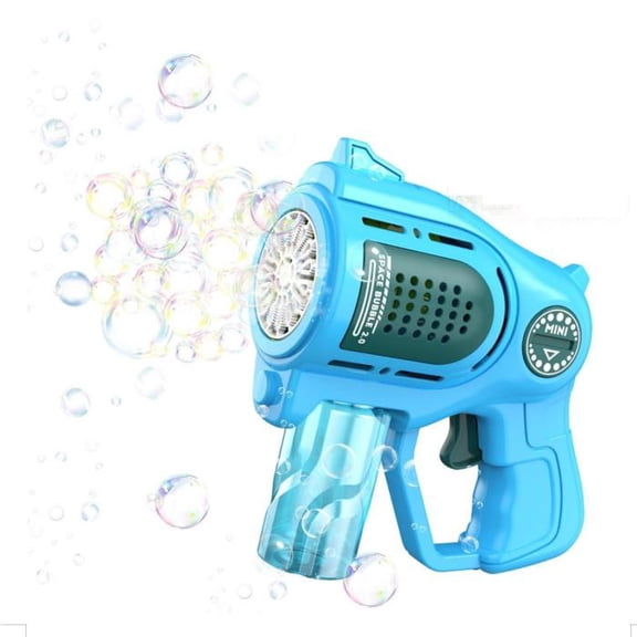 15-Holes Automatic Bubble Machine, Bubble Blower with Solution Bottle, Ideal for Easter Party, Summer Outdoor Events & Wedding Celebrations (Blue)