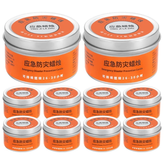 15-Hour Emergency Candles 10-Pack, Clean Odorless Disaster Survival Lights for Home Car Camping, Windproof Water-Resistant Tins, 10 Emergency Lighting Candles with A 15-Hour Lifespan