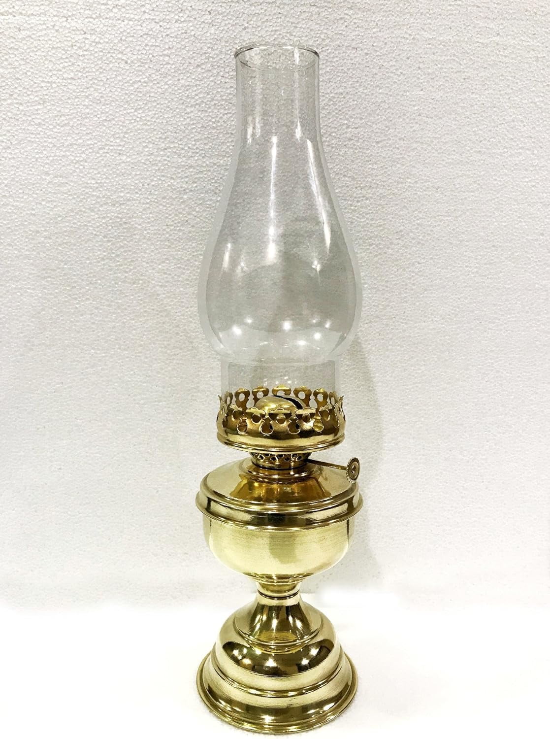 15" Hurricane Oil Lantern Shiny Gold Brass Vintage Style Lamp Home Decorative