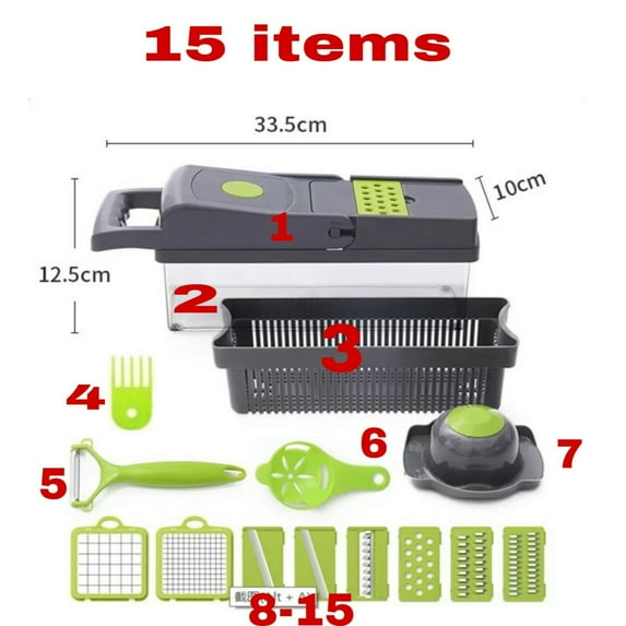 15-In-1 Vegetable Fruit Chopper Cutter Food Onion Veggie Dicer Slicer Kitchen