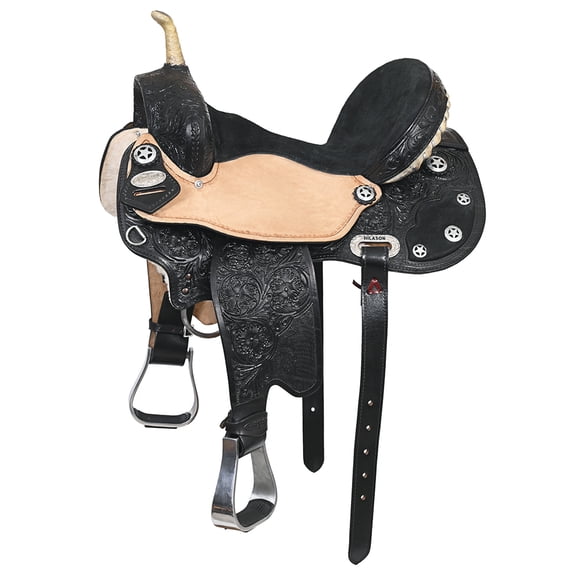 15 In Flex Tree Western Horse Saddle American Leather Trail Barrel Black By Hilason